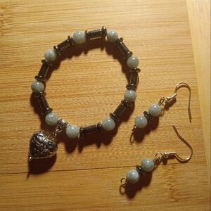 Hand Crafted Beaded Bracelet with Heart Charm